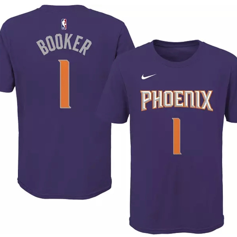 Nike Youth Phoenix Suns Devin Booker #1 Purple Cotton T-Shirt